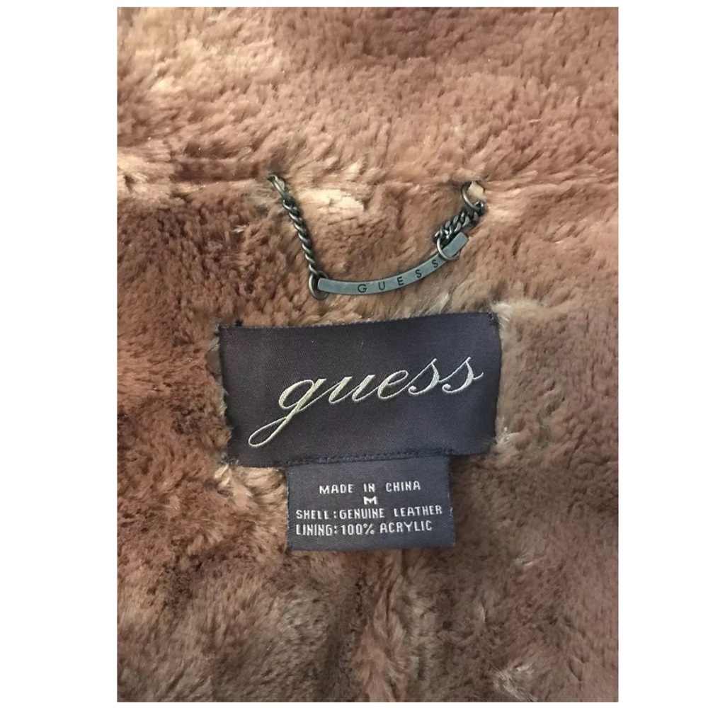 GUESS Jacket Womens Sz M Suede Leather Tan - Picture 3 of 8